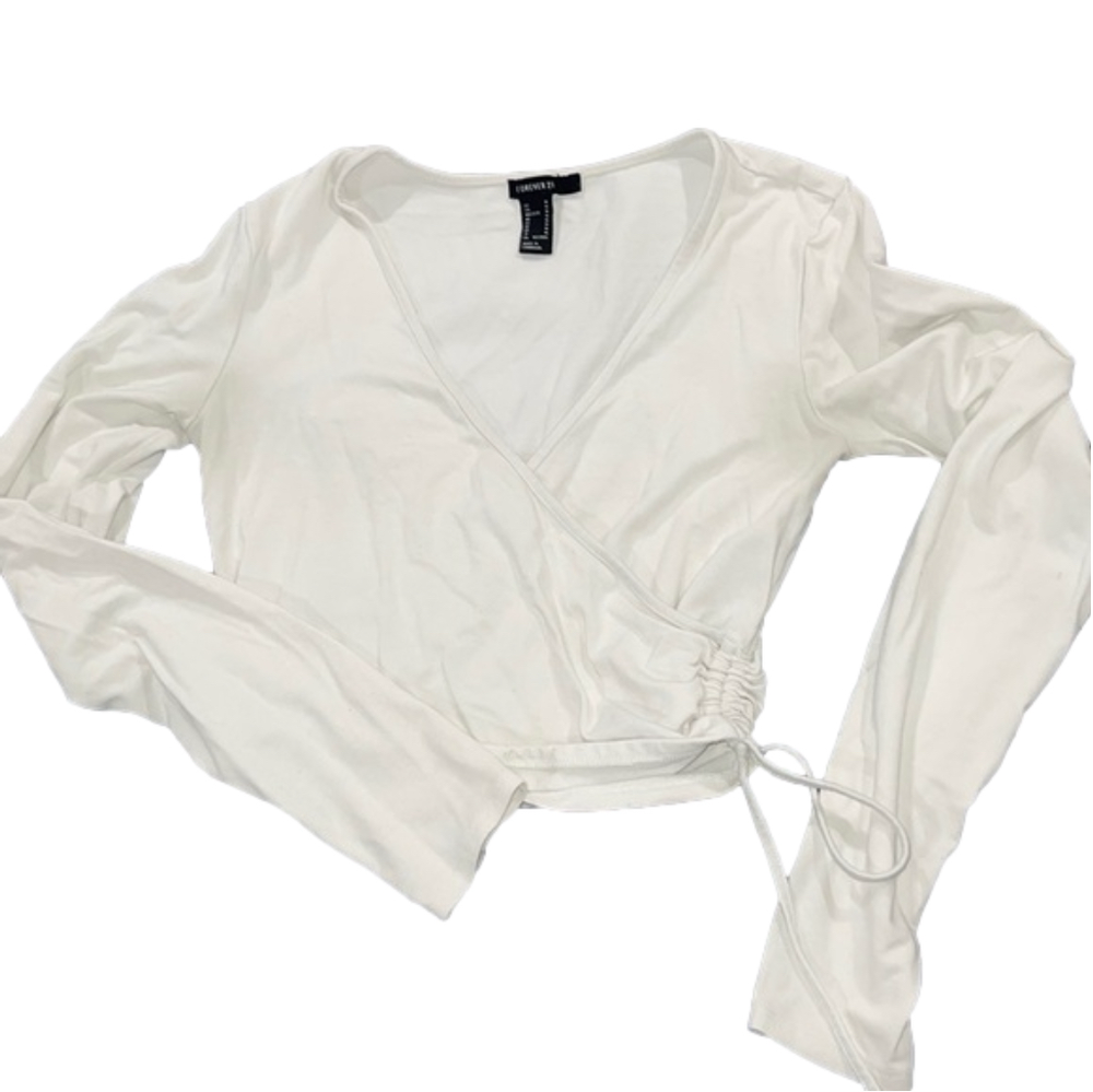 Forever 21 criss cross cinch crop top white size small